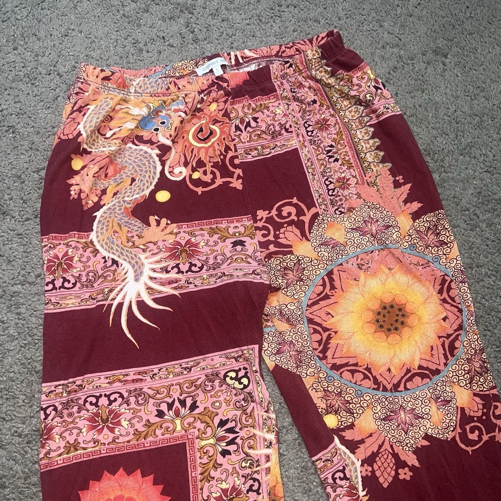 Johnny Was Pajama Pants M Dragonia Cropped Asian Floral Pima Cotton Stretch